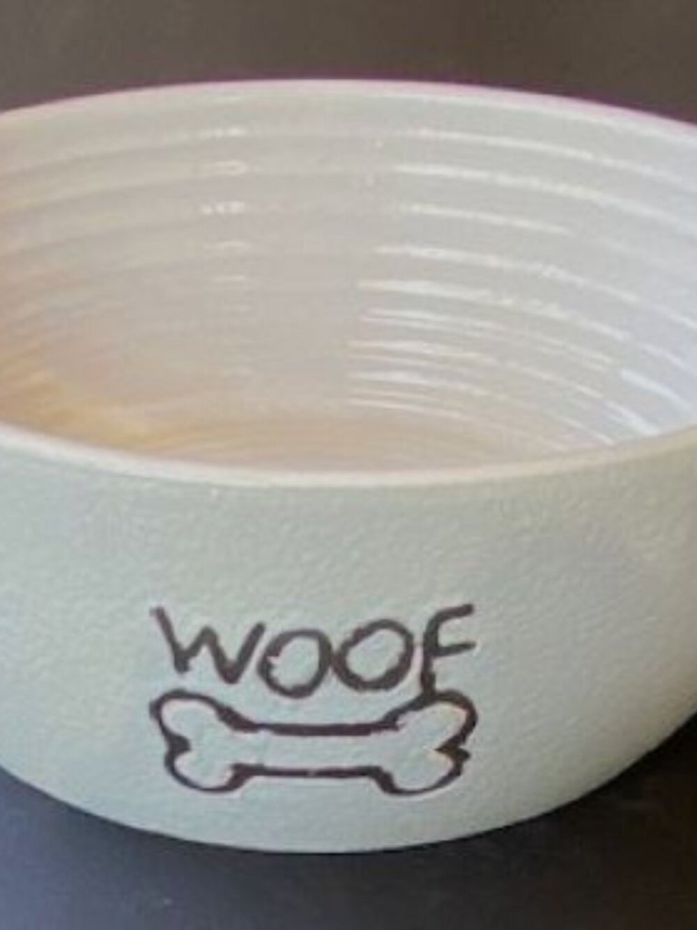 New SPOT BRAND Dog Bowl Food Water Stoneware Gray & White WOOF Bone